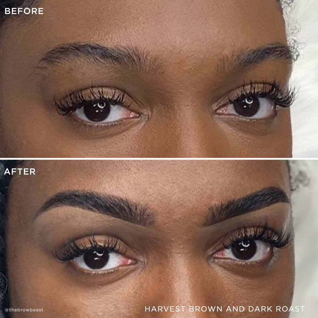 Before and after color-harvest-brown---light-brown & color-dark-roast---black